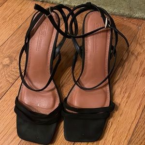 black suede straps sandal heels. Size 8